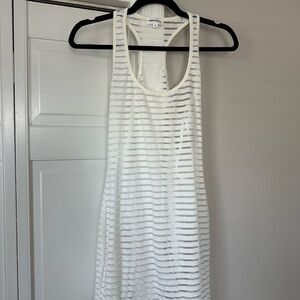 Superdown White Striped Swim Coverup